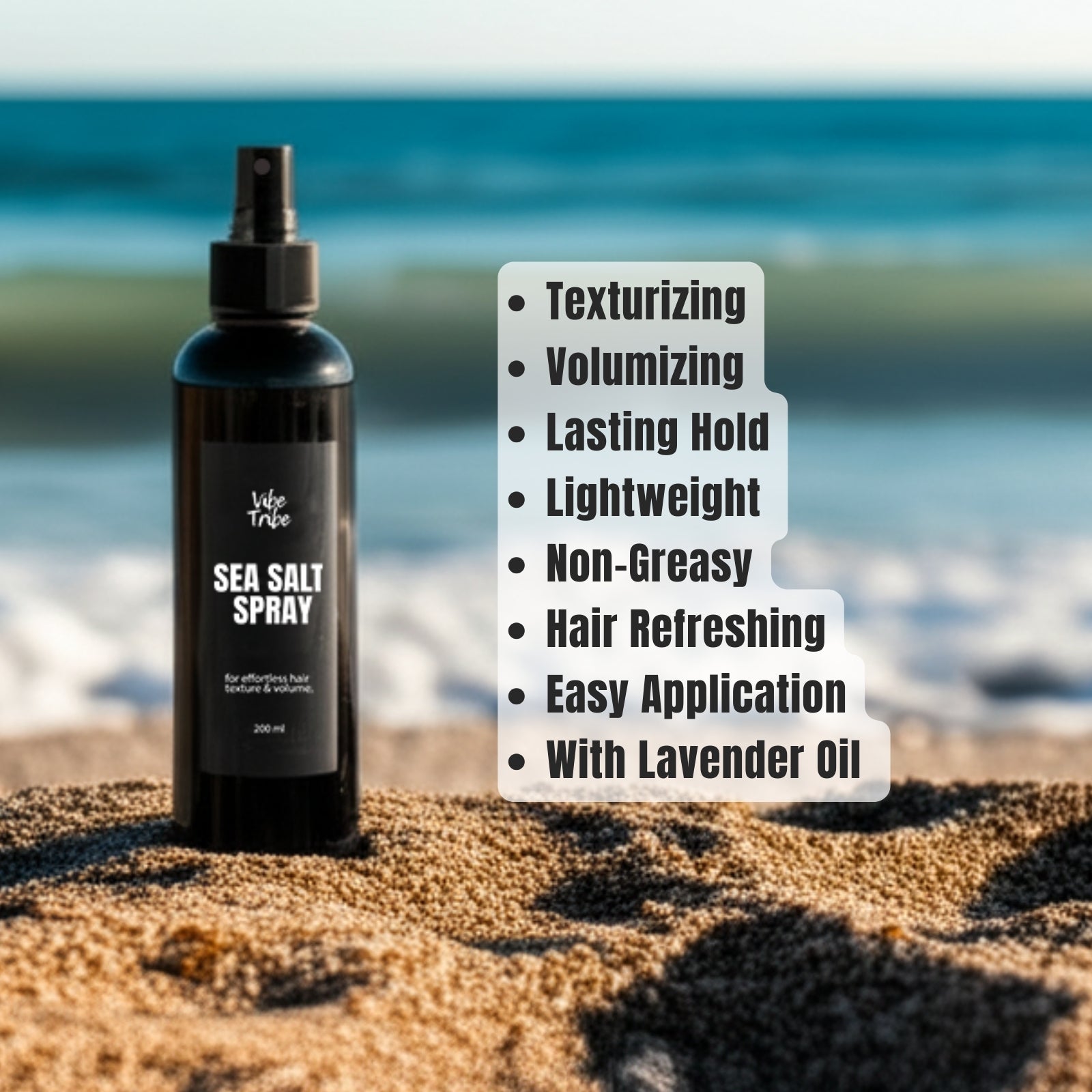 Sea Salt Spray by Vibe Tribe 200ml for Effortless Hair Texture and Volume